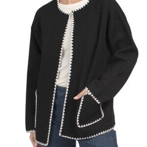 NWT Black Coatigan Whip Stitch with front Pockets by Vertigo Size S